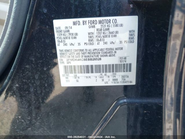 2FMDK4KC6EBB28528 Ford Edge Limited