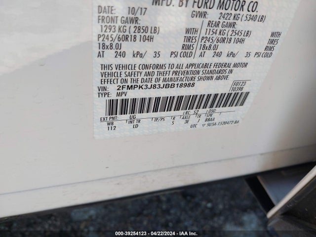 Ford EDGE SEL 2018 2FMPK3J83JBB18988 Image 9