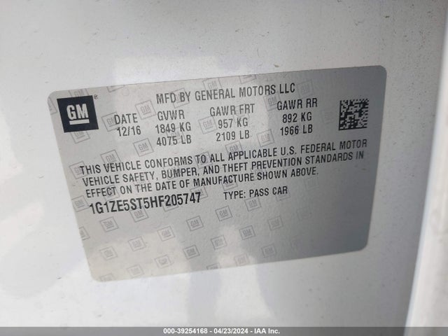 Chevrolet MALIBU 1LT 2017 1G1ZE5ST5HF205747 Image 9