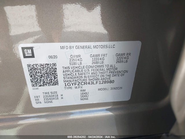1GYFZCR43LF128980 Cadillac Xt4 Fwd Premium Luxury