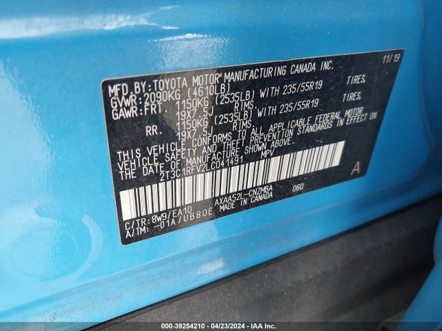 Toyota Rav4 Xle Premium 2020 2T3C1RFV2LC041491 Image 9