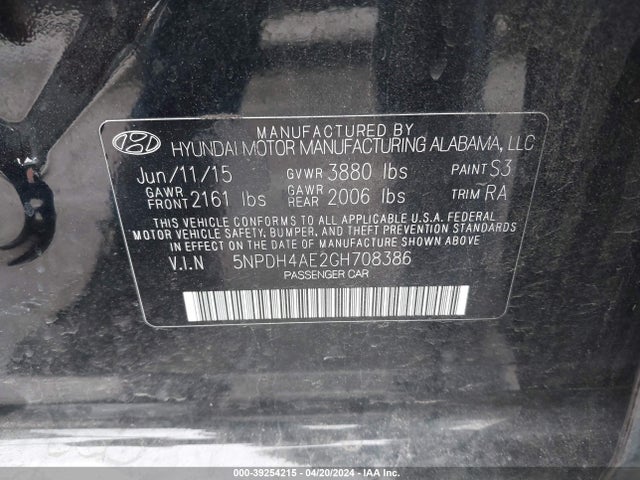 Hyundai ELANTRA SE 2016 5NPDH4AE2GH708386 Image 9