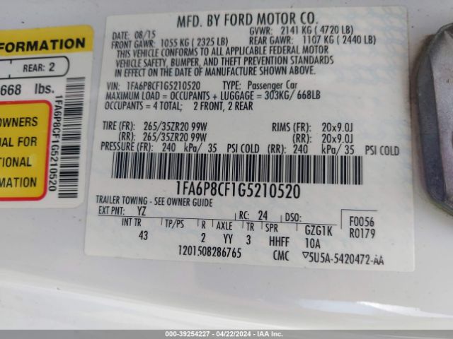 2016 FORD MUSTANG 1FA6P8CF1G5210520 Photo 8