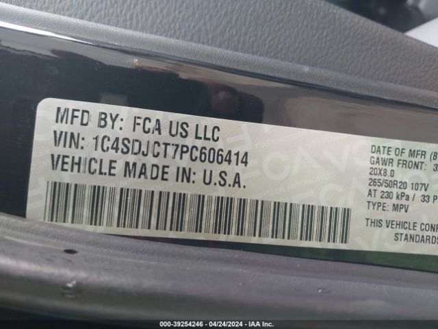 1C4SDJCT7PC606414 Dodge Durango R/t Plus Awd