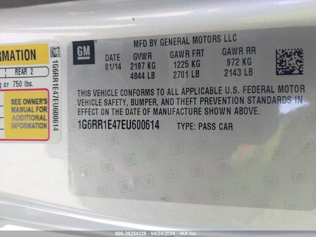 Cadillac Elr Standard 2014 1G6RR1E47EU600614 Image 9