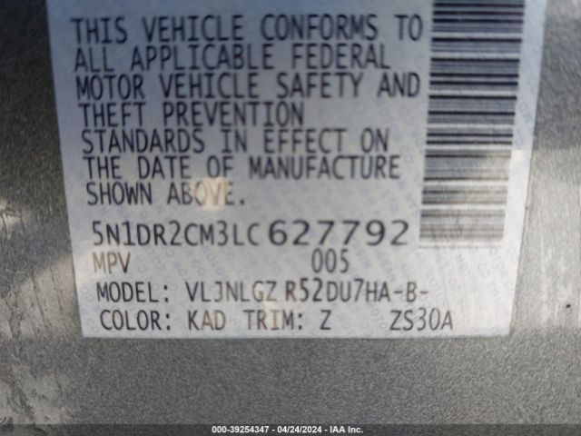 5N1DR2CM3LC627792 Nissan Pathfinder Sl