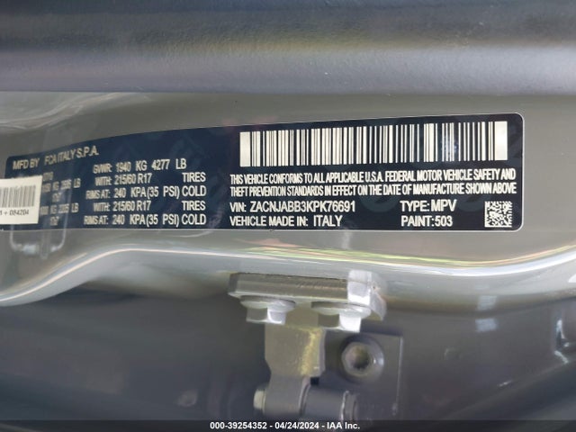 ZACNJABB3KPK76691 Jeep Renegade Latitude Fwd