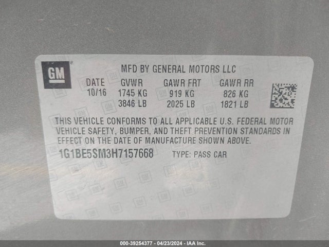 Chevrolet Cruze Lt Auto 2017 1G1BE5SM3H7157668 Image 9