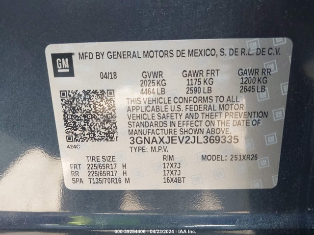 Chevrolet EQUINOX LT 2018 3GNAXJEV2JL369335 Image 9