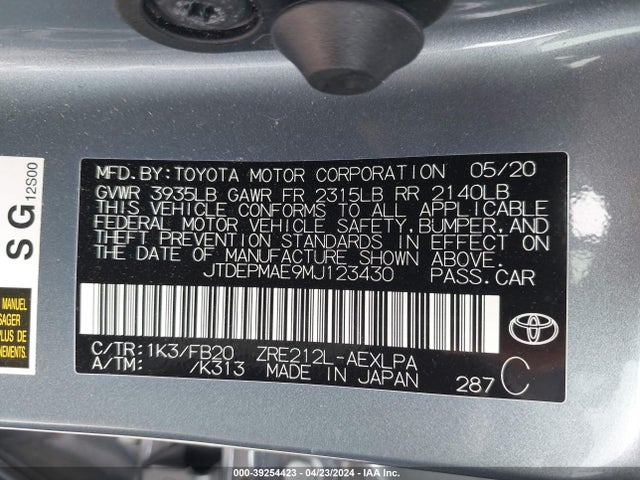 Toyota COROLLA LE 2021 JTDEPMAE9MJ123430 Image 9