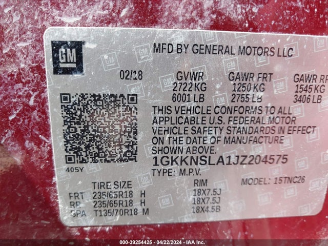 1GKKNSLA1JZ204575 GMC Acadia Sle-2