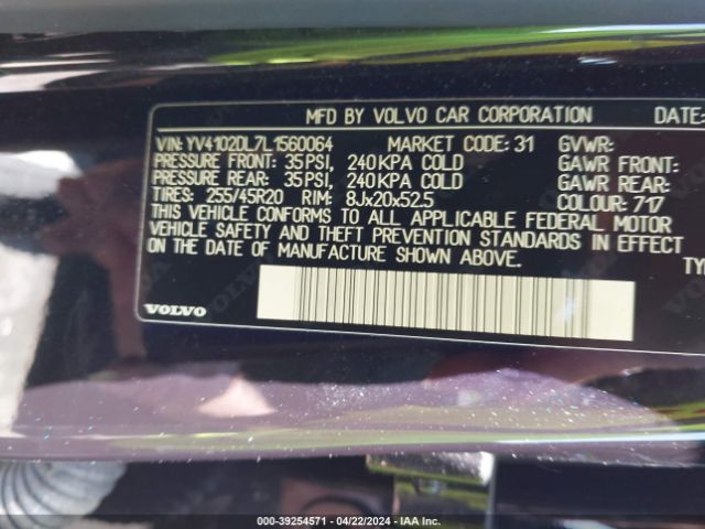 YV4102DL7L1560064 Volvo Xc60 T5 Inscription
