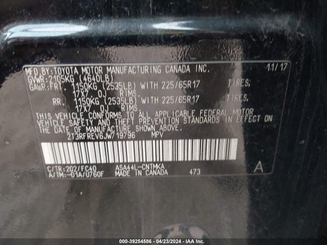 Toyota Rav4 Xle 2018 2T3RFREV6JW719796 Image 9