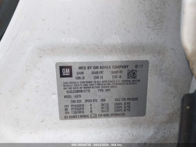KL4CJCSB0HB147715 Buick Encore Essence