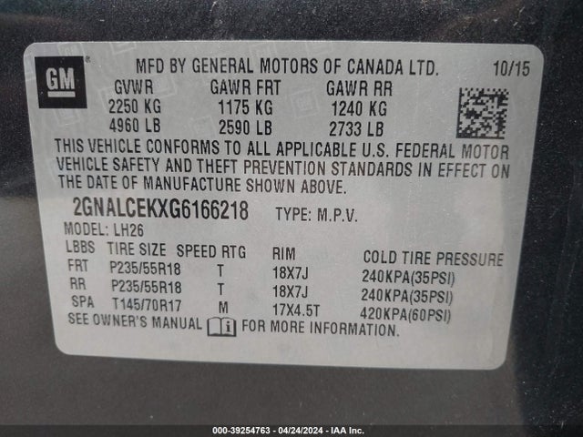 Chevrolet EQUINOX LT 2016 2GNALCEKXG6166218 Image 9