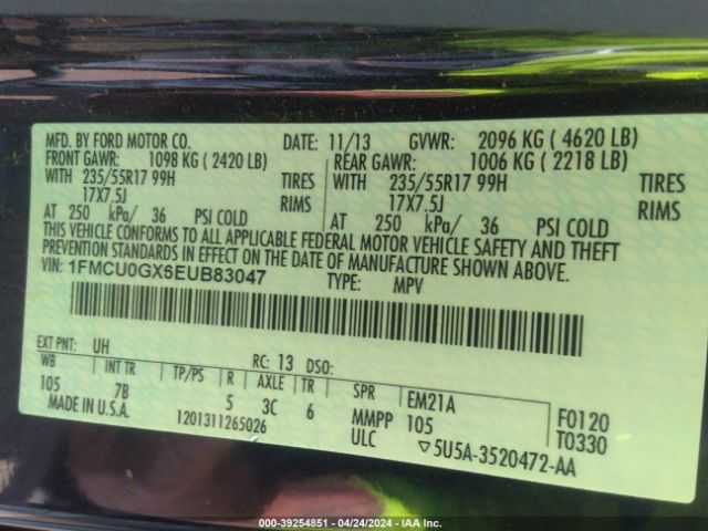 1FMCU0GX6EUB83047 Ford ESCAPE SE