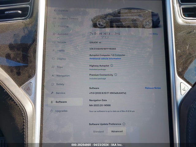 Tesla Model S 60/70/85 2015 5YJSA1E16FF115368 Image 9