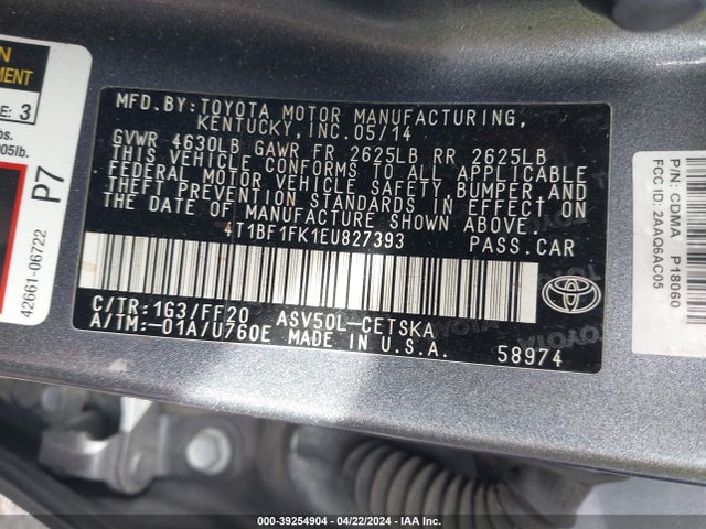 Toyota CAMRY SE 2014 4T1BF1FK1EU827393 Image 9