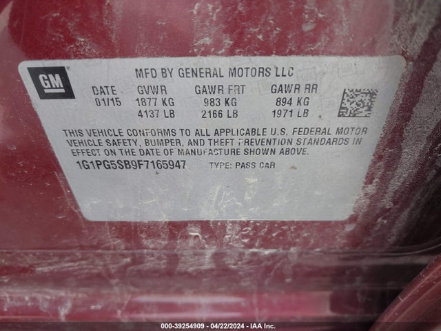 Chevrolet CRUZE LTZ 2015 1G1PG5SB9F7165947 Image 9