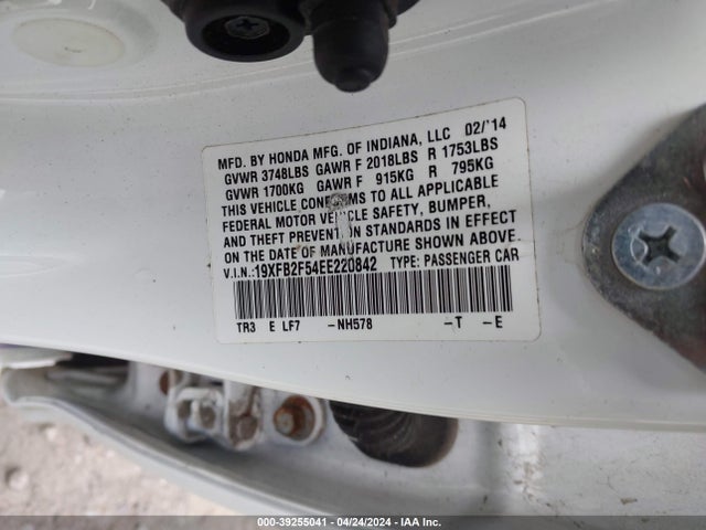 Honda Civic Lx 2014 19XFB2F54EE220842 Image 9