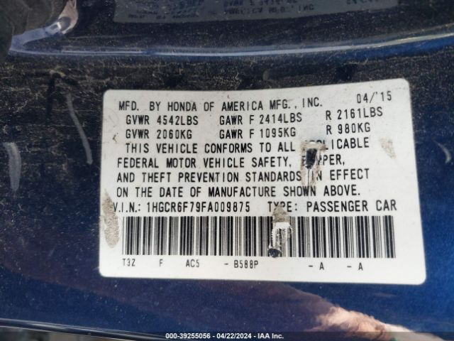 1HGCR6F79FA009875 Honda Accord Hybrid Touring