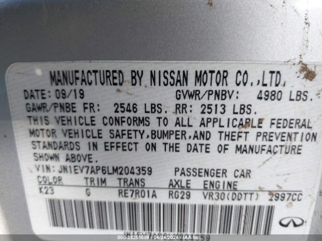 JN1EV7AP6LM204359 Infiniti Q50 LUXE