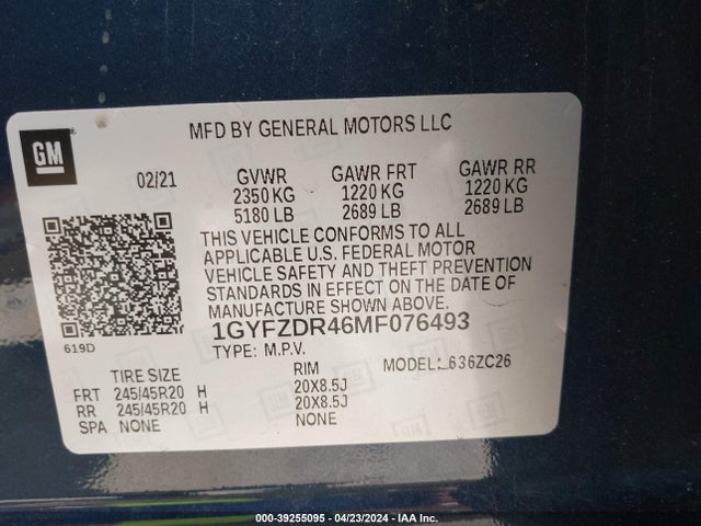 1GYFZDR46MF076493 Cadillac Xt4 Awd Premium Luxury