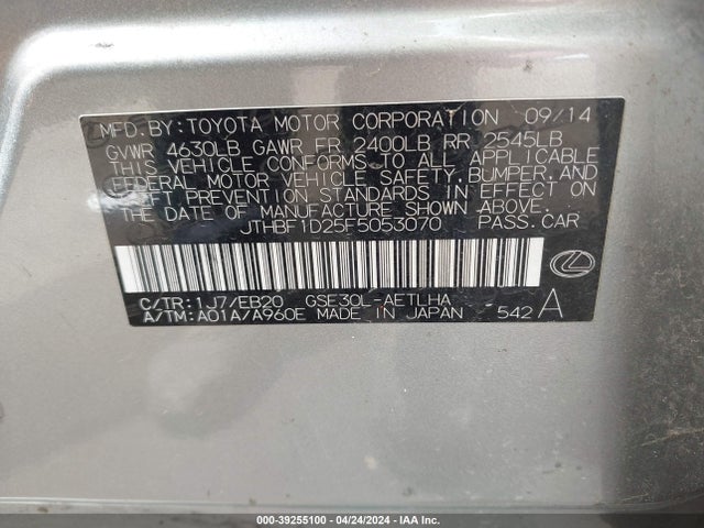 Lexus IS 250 2015 JTHBF1D25F5053070 Image 9