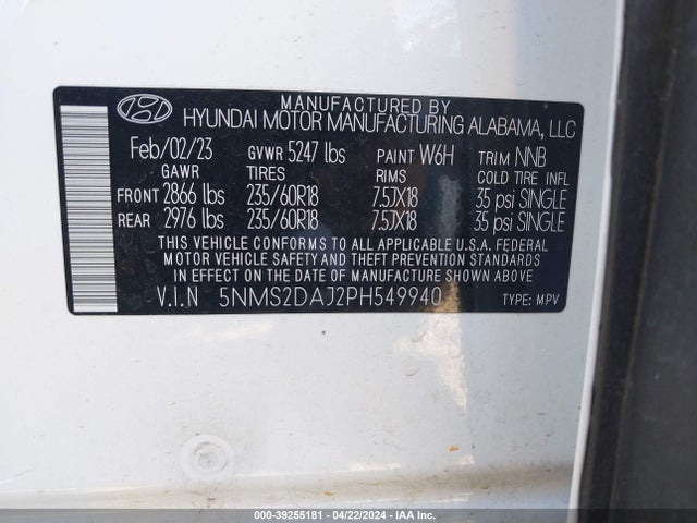 Hyundai Santa Fe Sel 2023 5NMS2DAJ2PH549940 Image 9