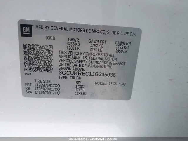 Chevrolet Silverado 1500 1lt 2018 3GCUKREC1JG345036 Image 9