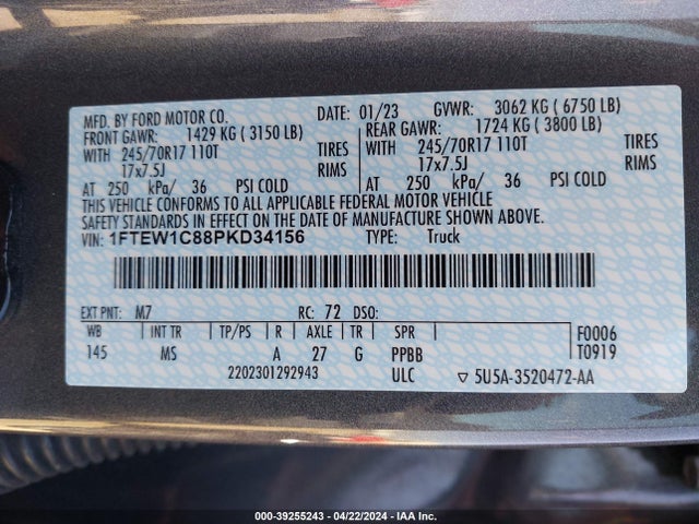 Ford F-150 Xlt 2023 1FTEW1C88PKD34156 Image 9