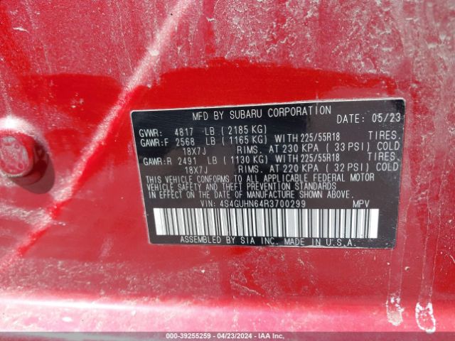 4S4GUHN64R3700299 Subaru Crosstrek Limited