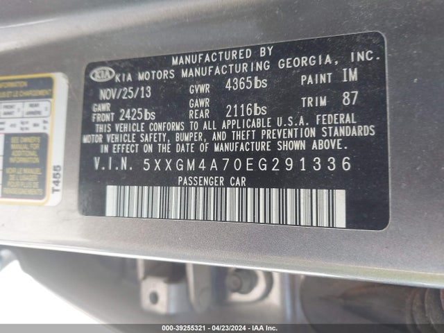 KIA Optima Lx 2014 5XXGM4A70EG291336 Image 9