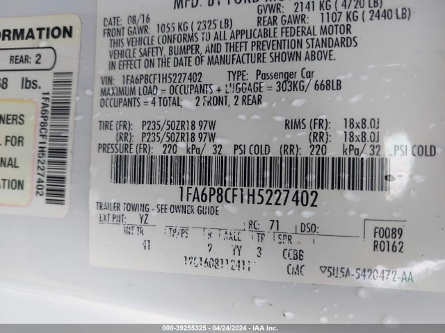 Ford Mustang Gt Premium 2017 1FA6P8CF1H5227402 Image 9
