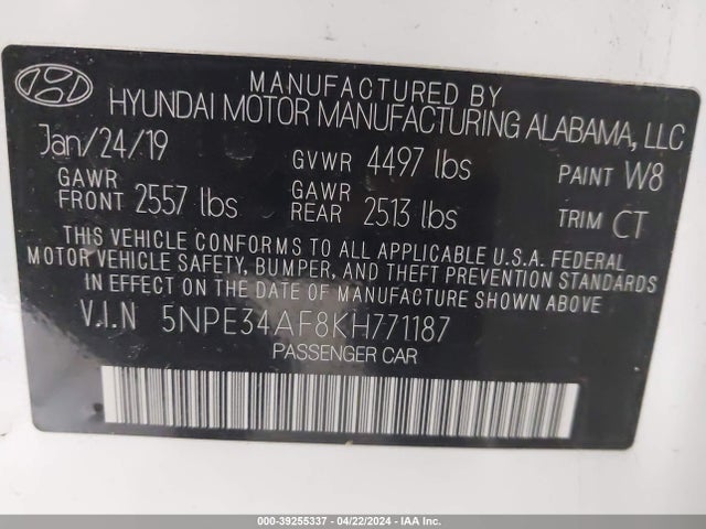 Hyundai SONATA SEL 2019 5NPE34AF8KH771187 Image 9