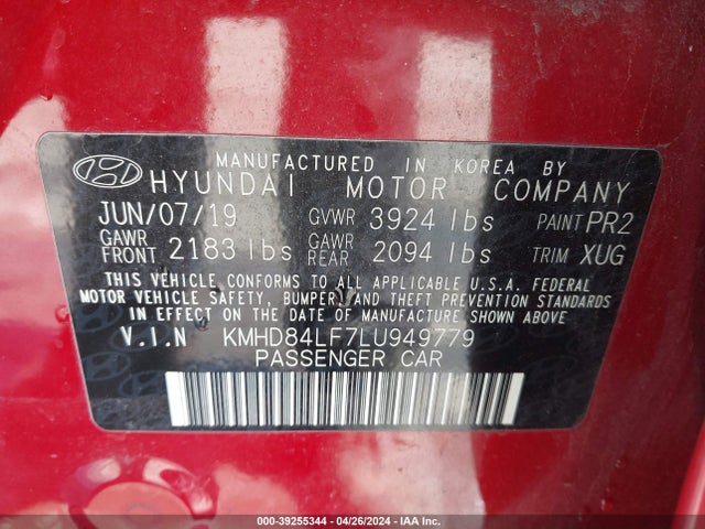 Hyundai ELANTRA SEL 2020 KMHD84LF7LU949779 Image 9