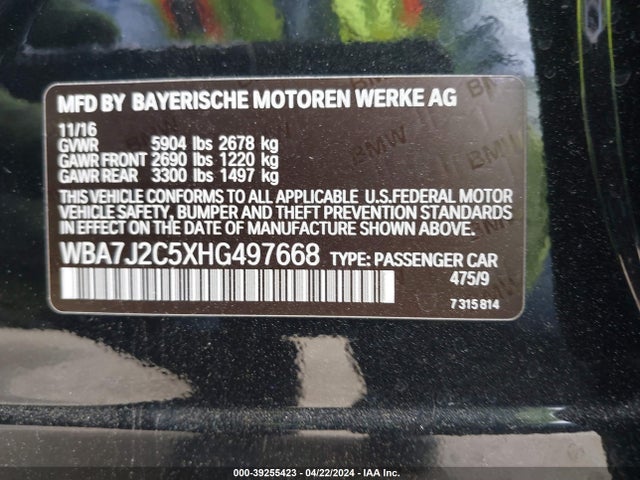 BMW 740e Xdrive Iperformance 2017 WBA7J2C5XHG497668 Image 9