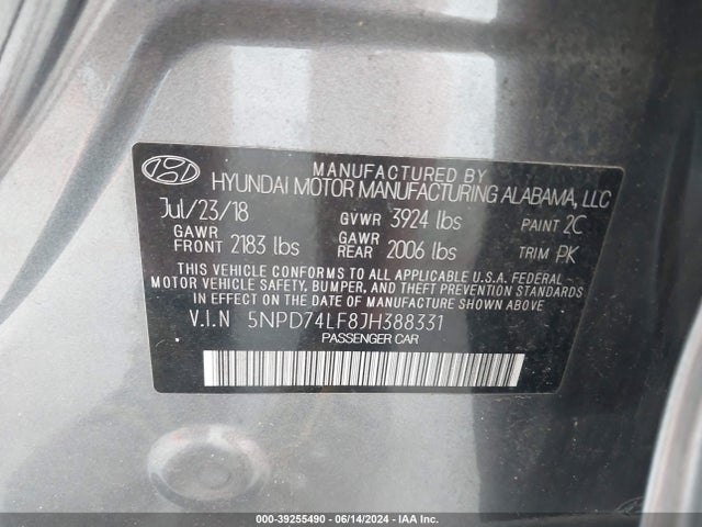 Hyundai ELANTRA SE 2018 5NPD74LF8JH388331 Image 9