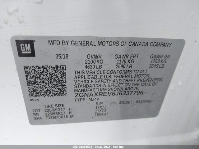 Chevrolet EQUINOX LS 2018 2GNAXREV6J6337796 Image 9