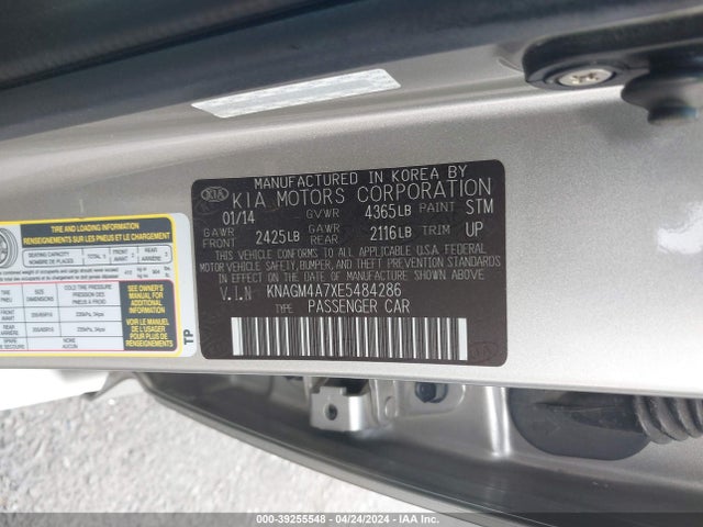 KIA Optima Lx 2014 KNAGM4A7XE5484286 Image 9