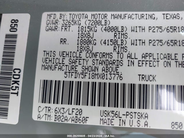 Toyota Tundra Trd Pro 2021 5TFDY5F18MX013776 Image 9