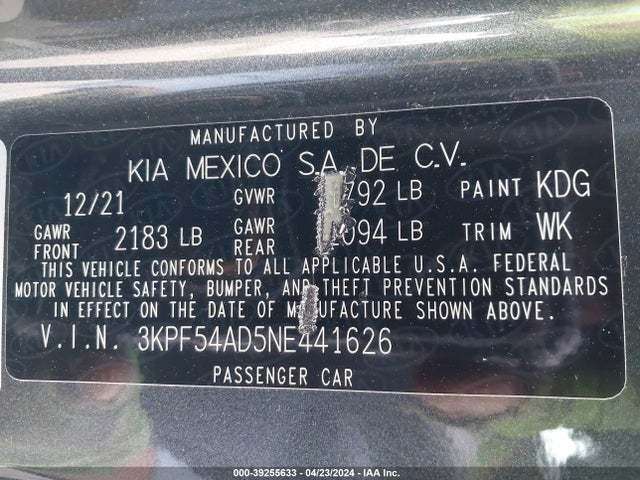 KIA Forte Gt-line 2022 3KPF54AD5NE441626 Image 9