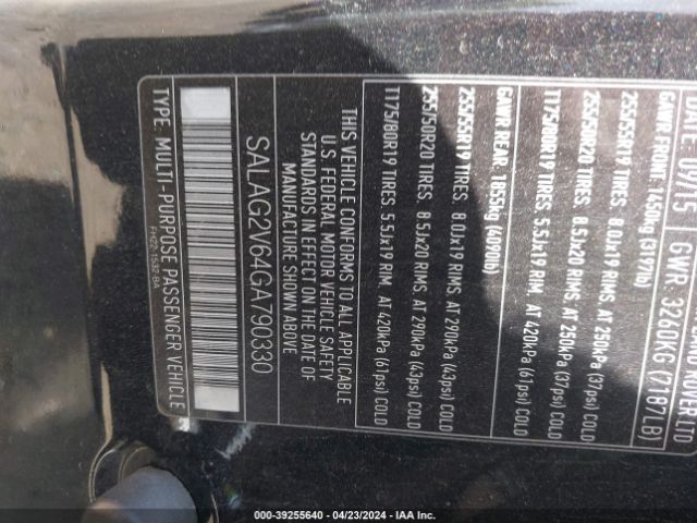 SALAG2V64GA790330 Land Rover LR4