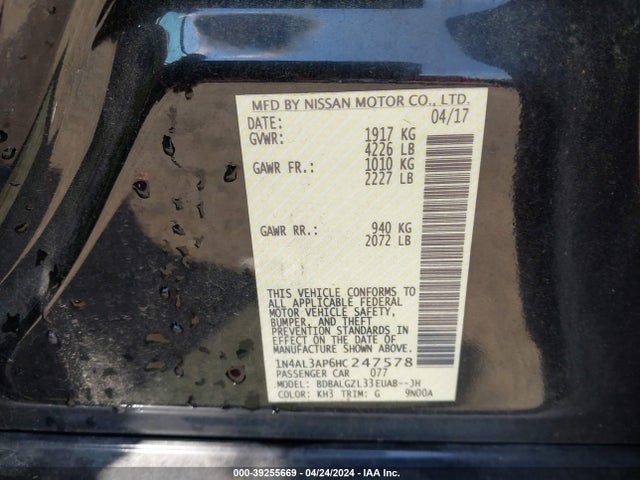 Nissan Altima 2.5 S 2017 1N4AL3AP6HC247578 Image 9