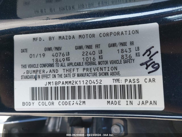JM1BPAMM2K1120452 Mazda Mazda3 Preferred Package