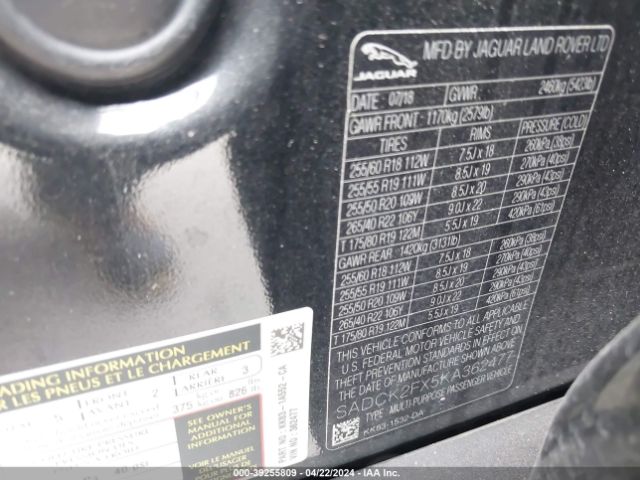 SADCK2FX5KA362477 Jaguar F-pace 25t Prestige