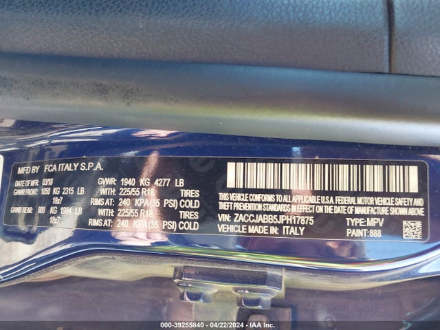 ZACCJABB5JPH17875 Jeep Renegade Altitude Fwd