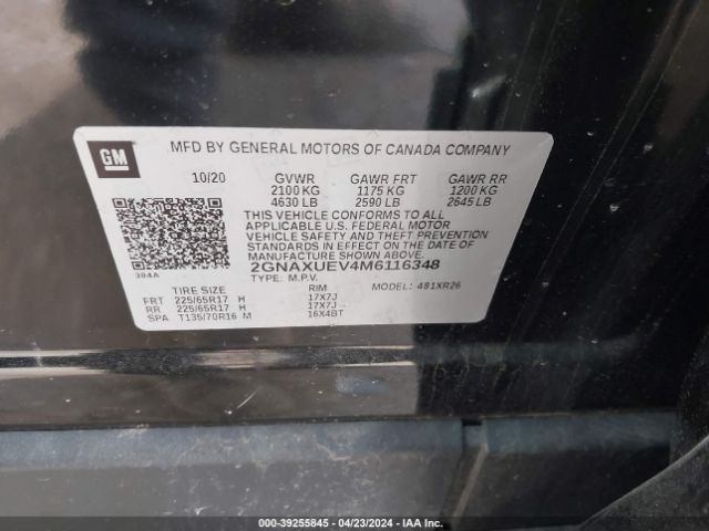 2GNAXUEV4M6116348 Chevrolet Equinox Awd Lt