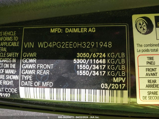 Mercedes-Benz Metris 2017 WD4PG2EE0H3291948 Image 9