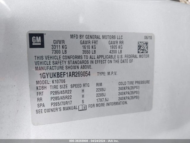 2010 CADILLAC ESCALADE 1GYUKBEF1AR269054 Photo 8